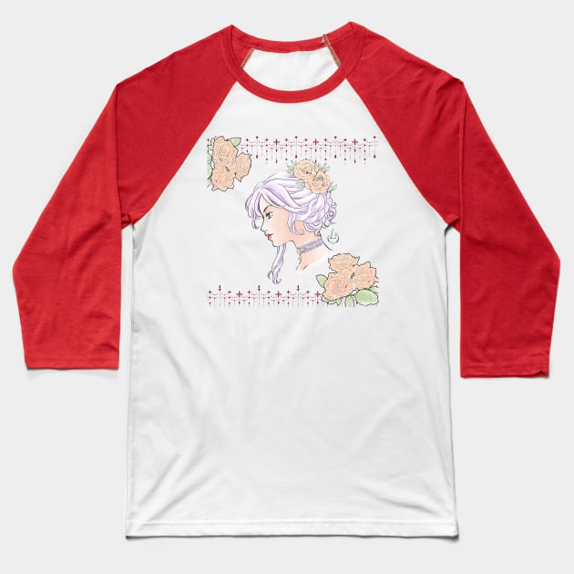 Lady Bara (Rose) Baseball T-Shirt by AudreyWagnerArt